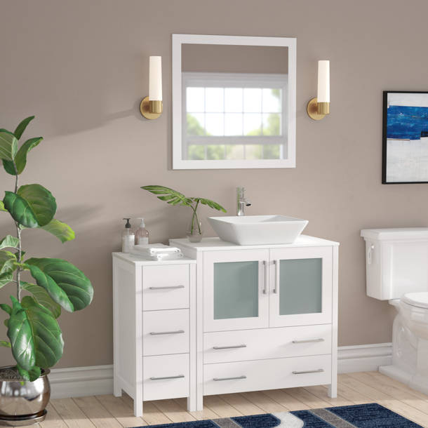 Wade Logan® Karson 84'' Double Bathroom Vanity with Engineered Marble Top with Mirror & Reviews